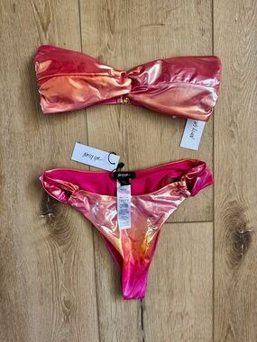 Nasty Gal Iridescent Pink-to-Orange Bikini Set